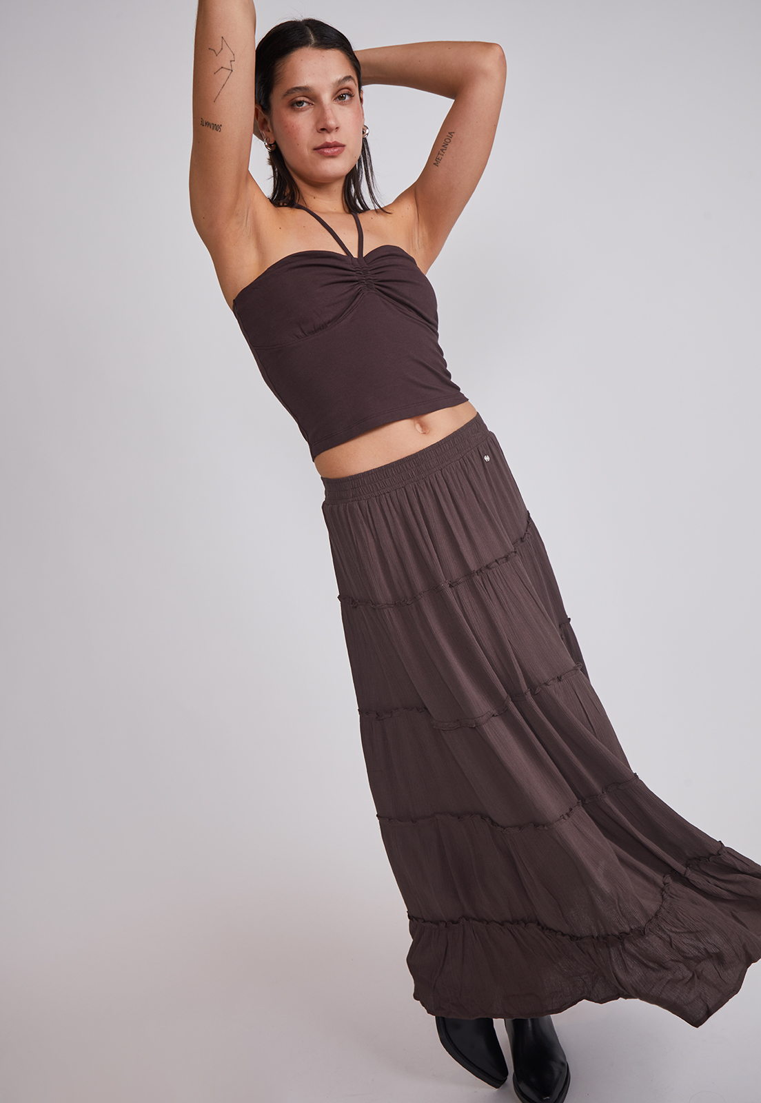 Falda Mujer Rústica Paneles Café Sioux 2