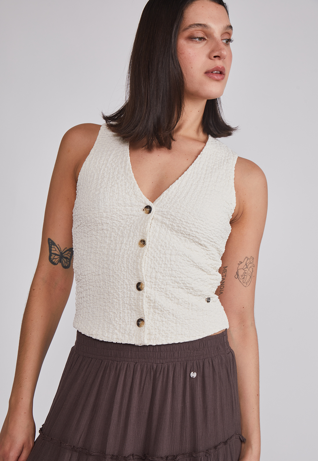 Peto Mujer Botones Crudo Sioux 5