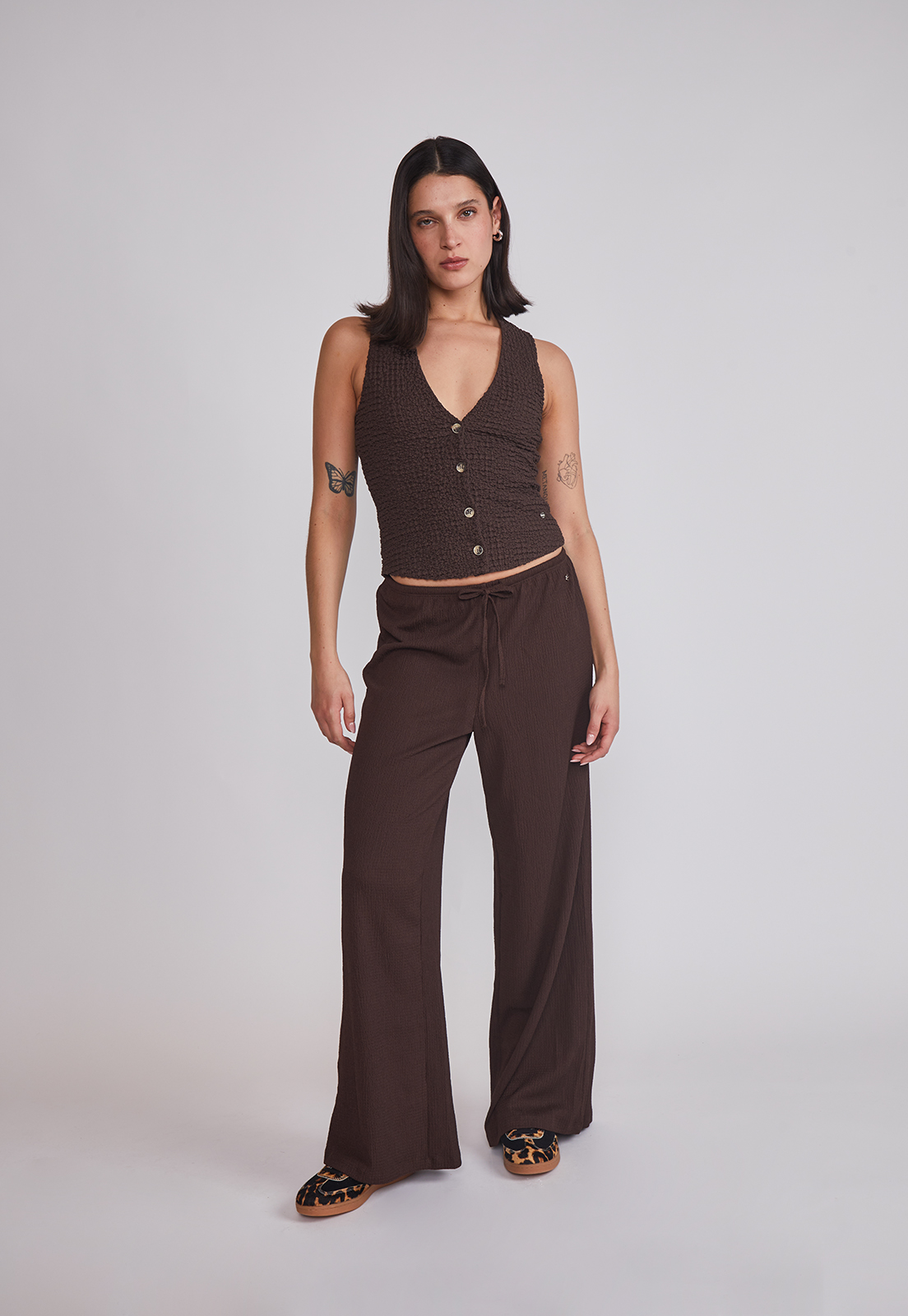 Peto Mujer Botones Café Sioux 3