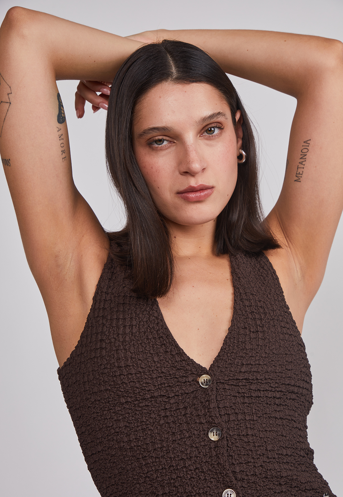 Peto Mujer Botones Café Sioux 4