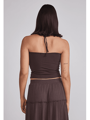 Peto Mujer Lazo Cuello Café Sioux