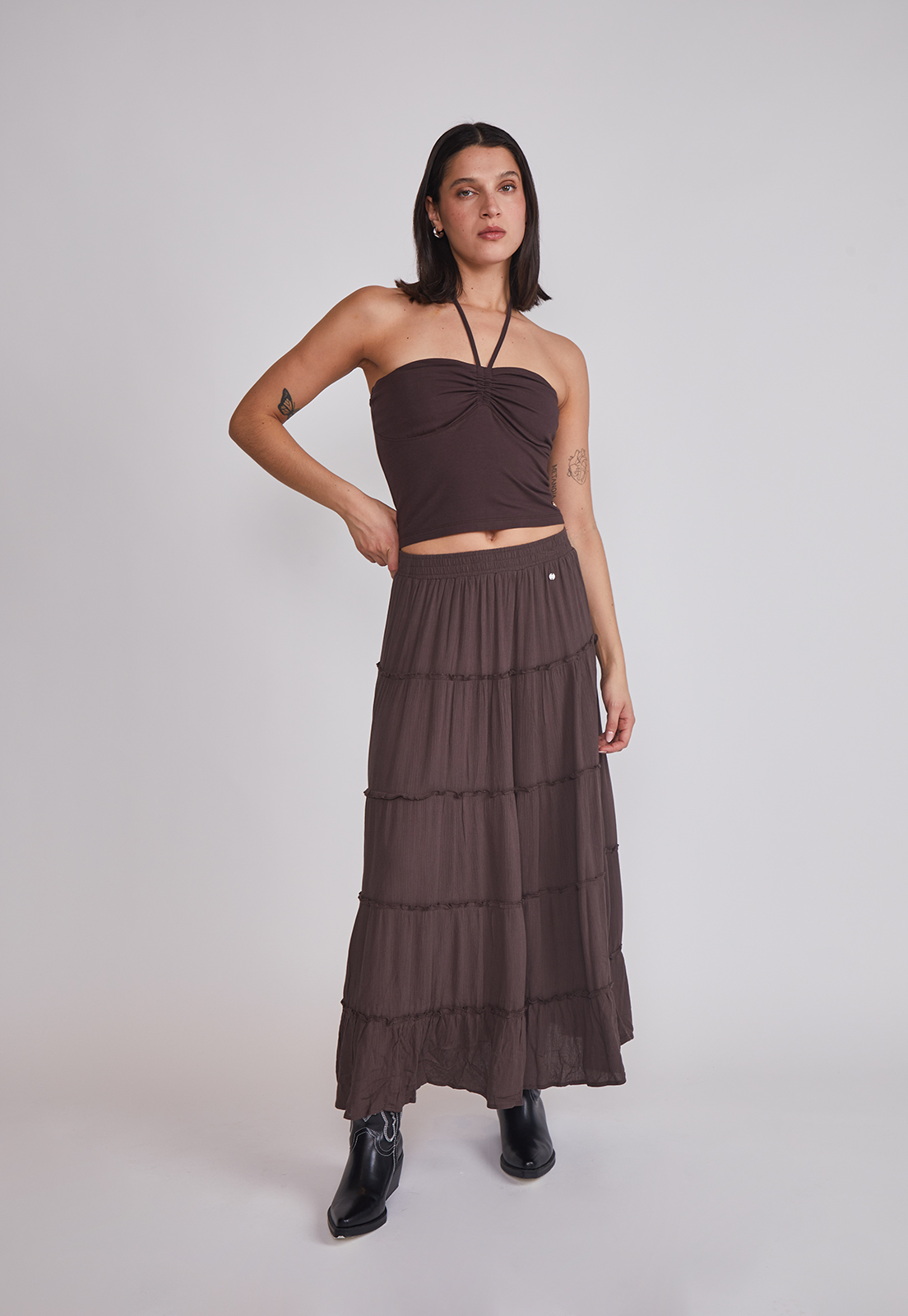 Peto Mujer Lazo Cuello Café Sioux 3