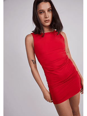 Vestido Mujer Recogido Cintura Rojo Sioux