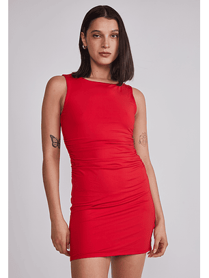Vestido Mujer Recogido Cintura Rojo Sioux