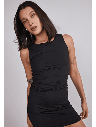 Vestido Mujer Recogido Cintura Negro Sioux