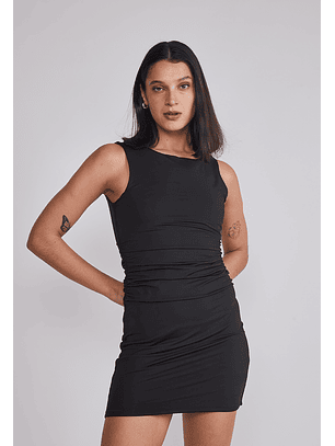 Vestido Mujer Recogido Cintura Negro Sioux