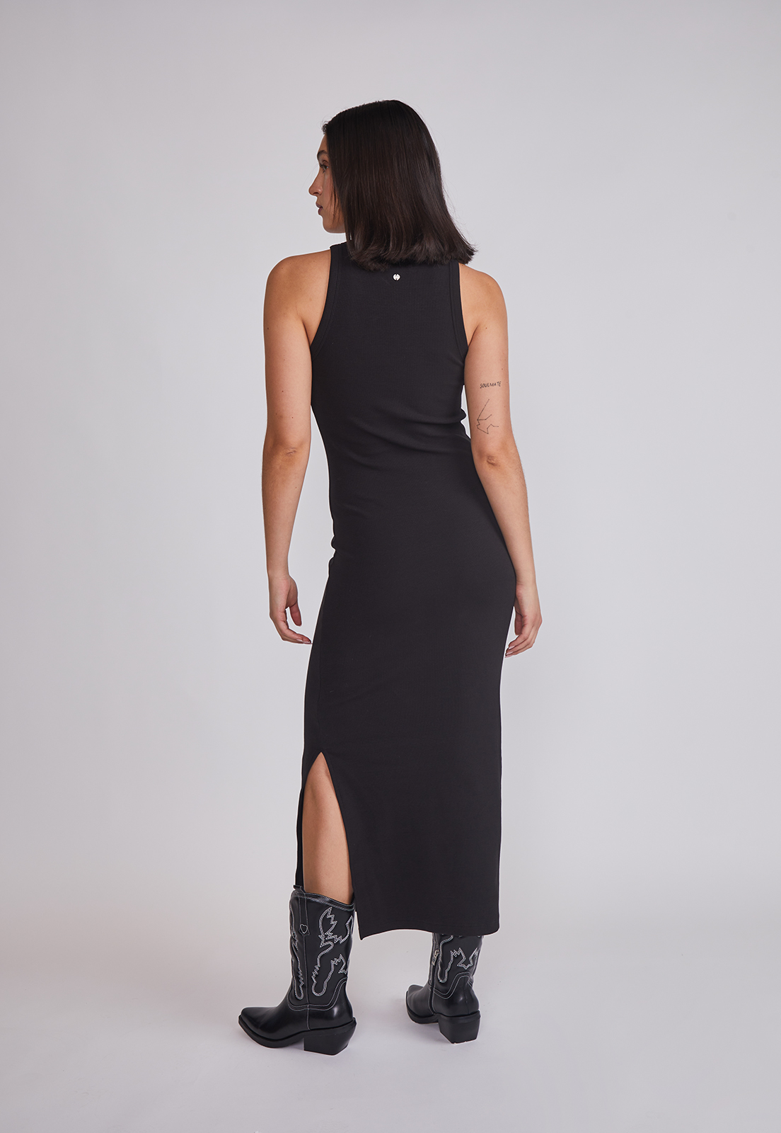 Vestido Mujer Largo Rib Negro Sioux 4