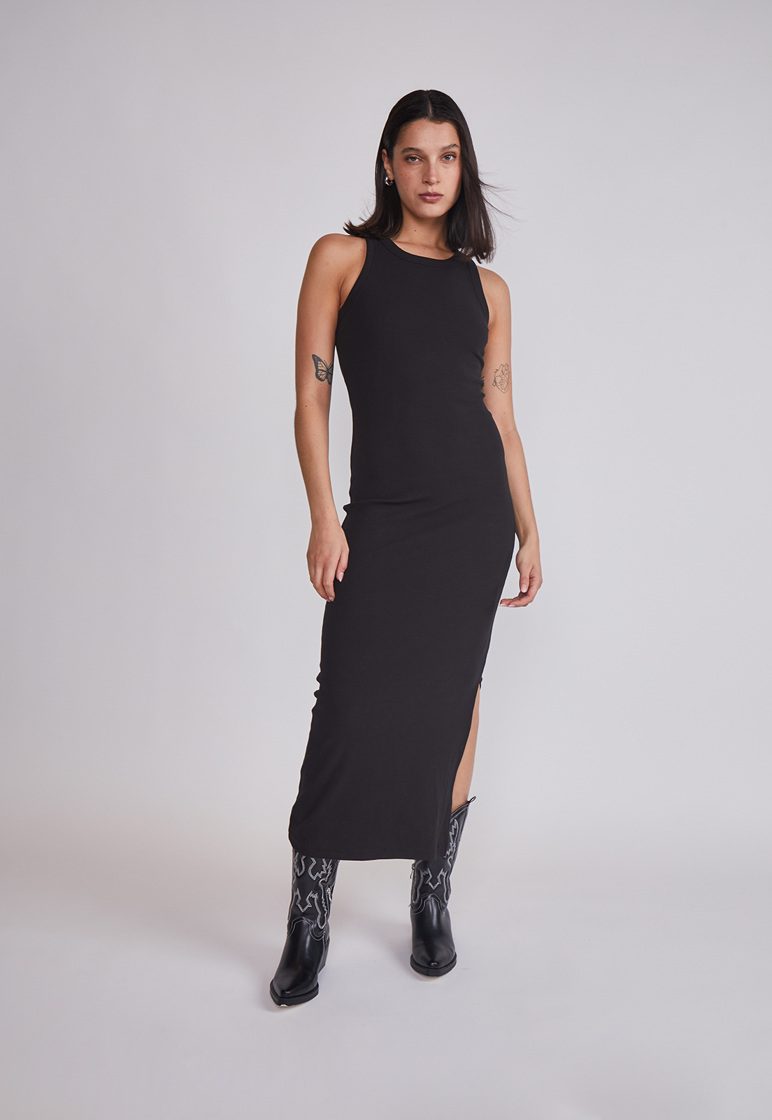 Vestido Mujer Largo Rib Negro Sioux 5