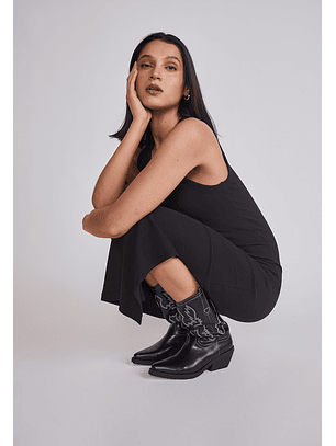 Vestido Mujer Largo Rib Negro Sioux