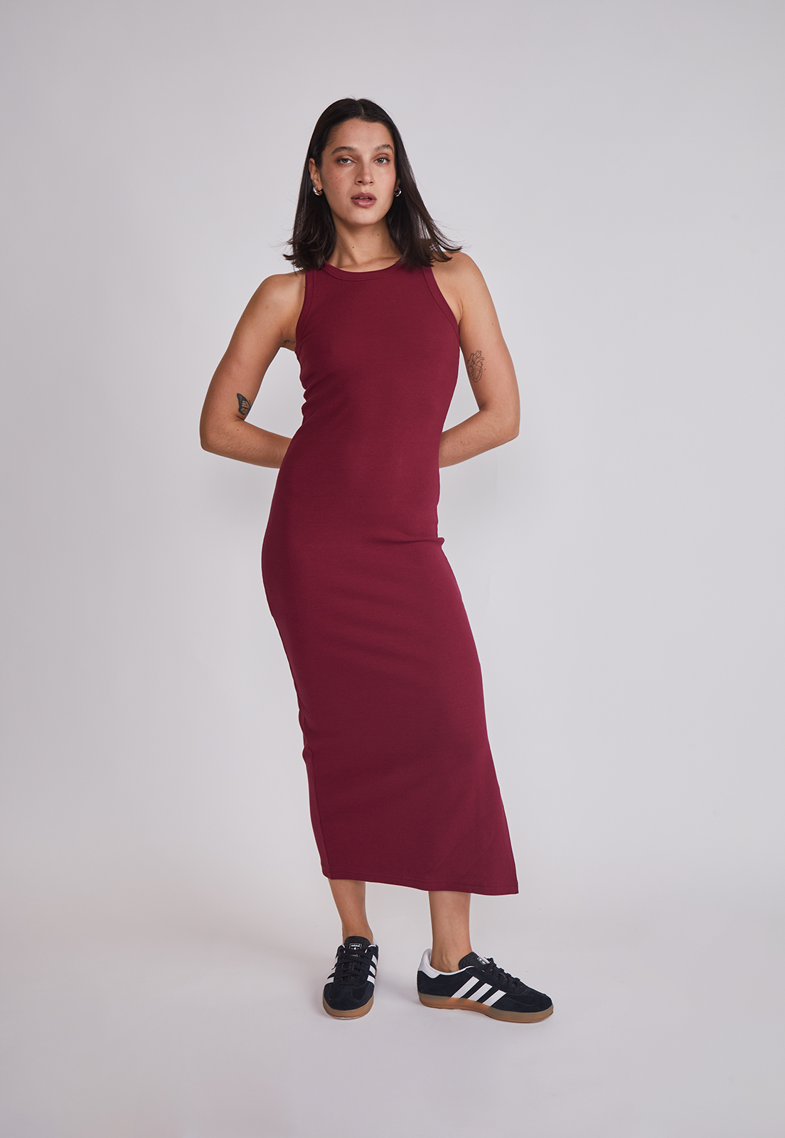 Vestido Mujer Largo Rib Burdeo Sioux 5