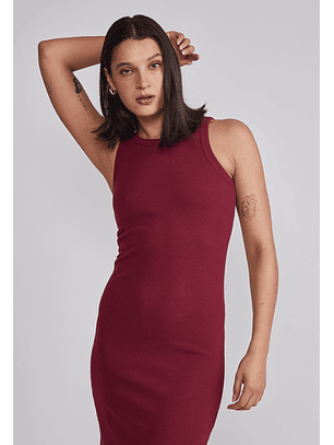 Vestido Mujer Largo Rib Burdeo Sioux