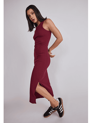 Vestido Mujer Largo Rib Burdeo Sioux