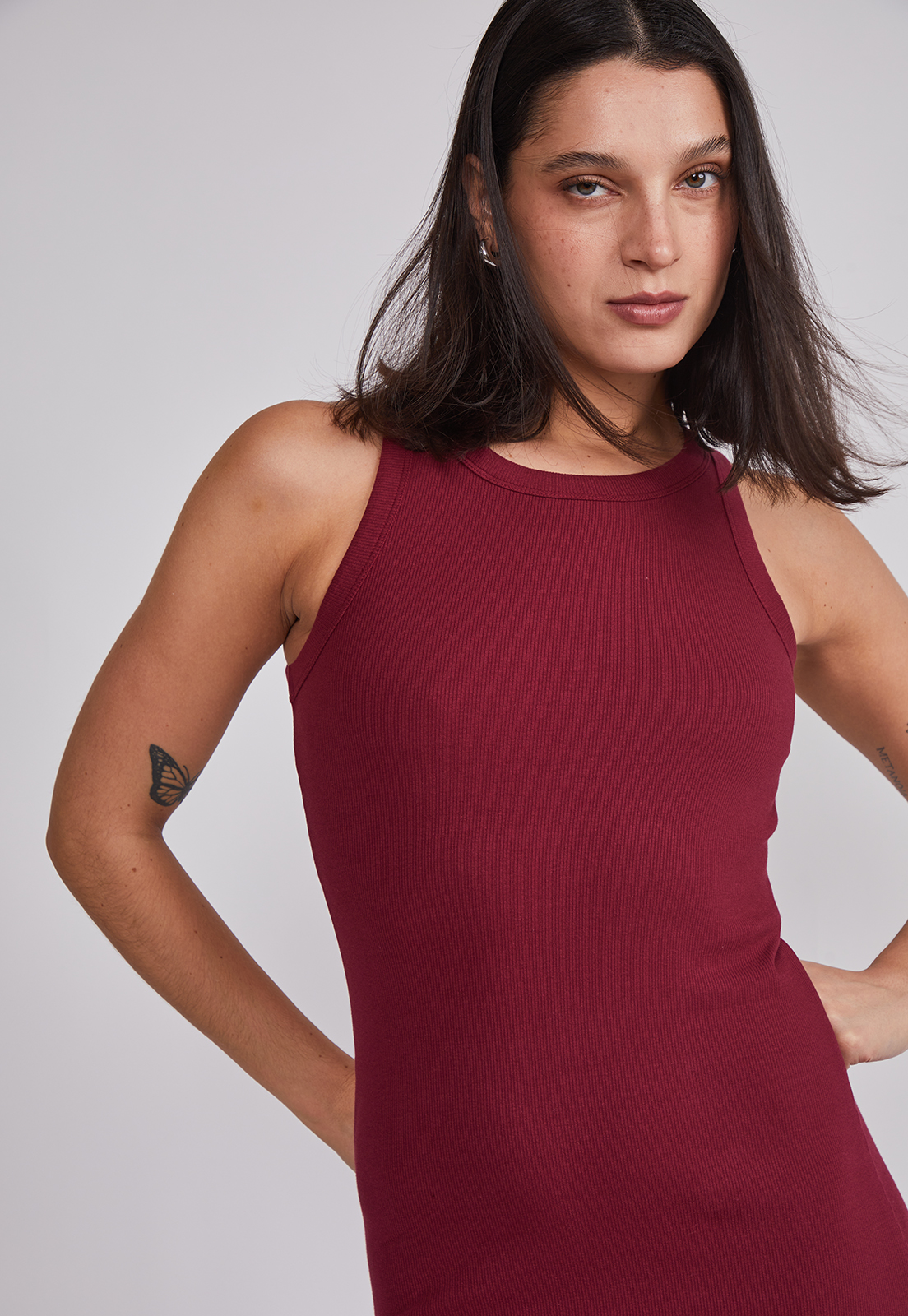 Vestido Mujer Largo Rib Burdeo Sioux 3