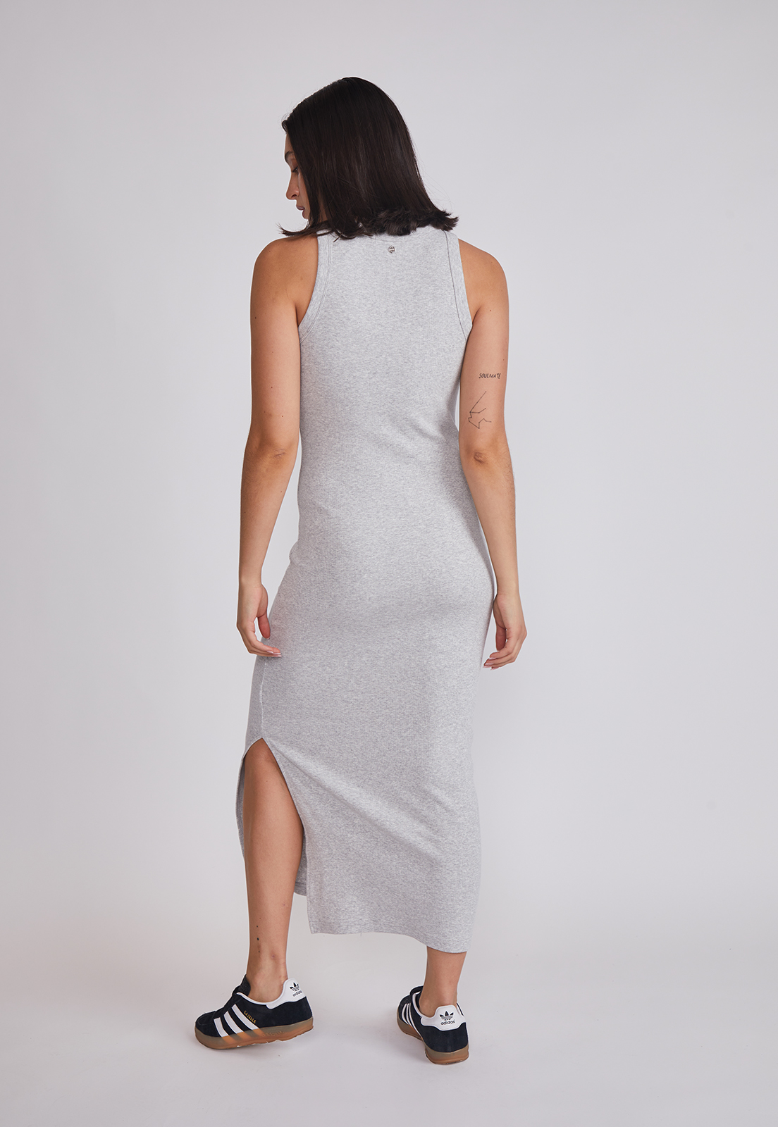 Vestido Mujer Largo Rib Gris Sioux 4