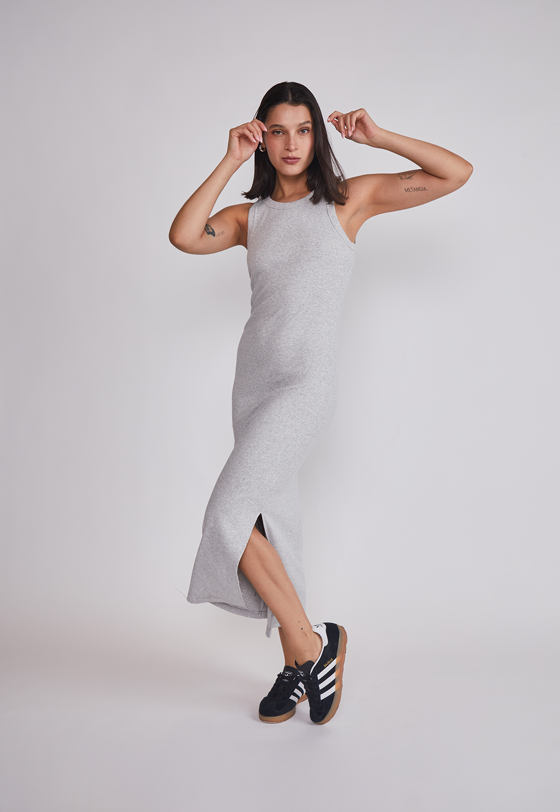 Vestido Mujer Largo Rib Gris Sioux 5