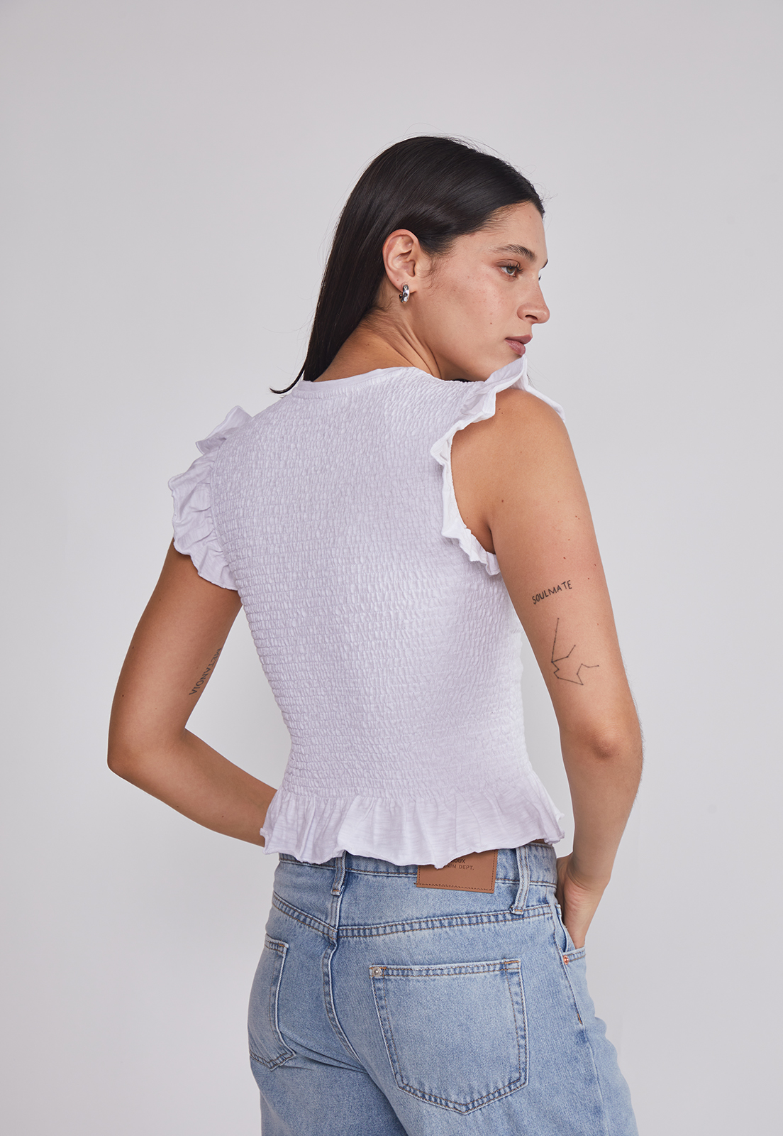 Polera Mujer Vuelos Mangas Blanco Sioux 2