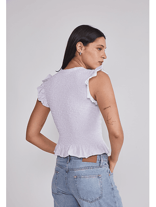 Polera Mujer Vuelos Mangas Blanco Sioux