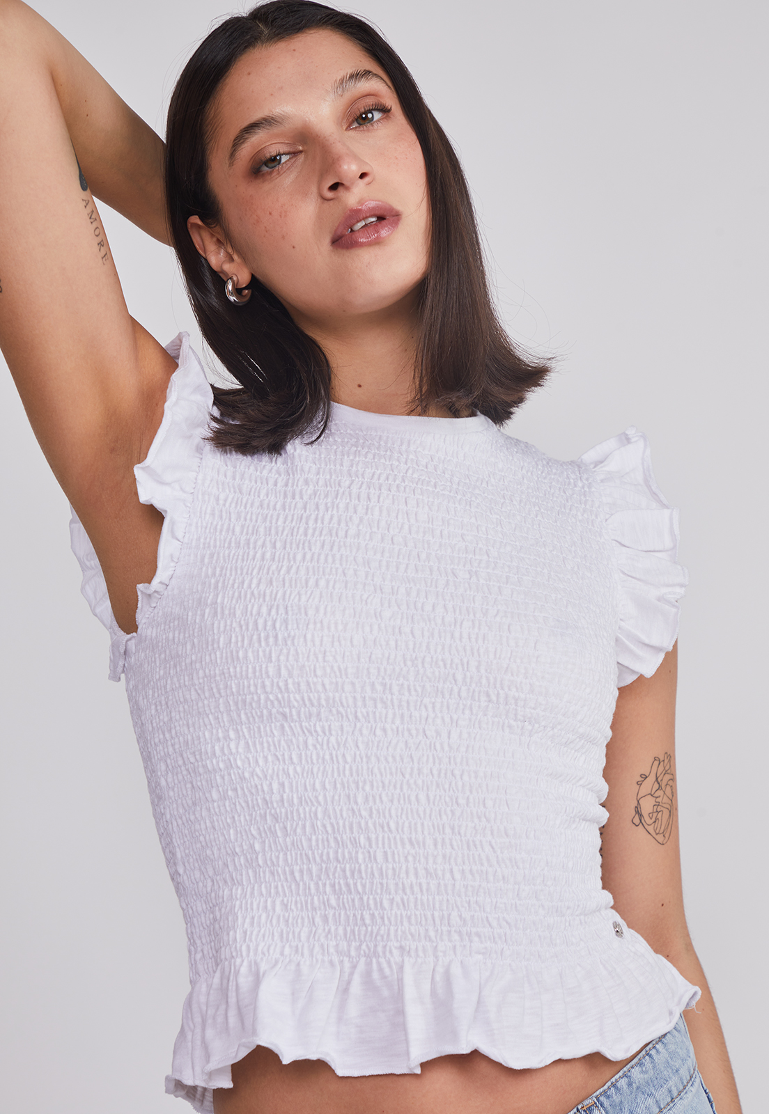 Polera Mujer Vuelos Mangas Blanco Sioux 5