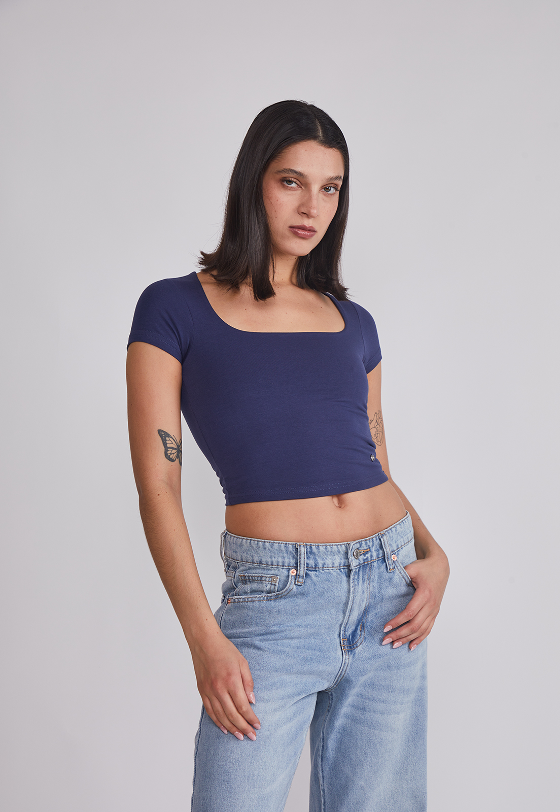 Polera Mujer Cuadrado Azul Sioux 1