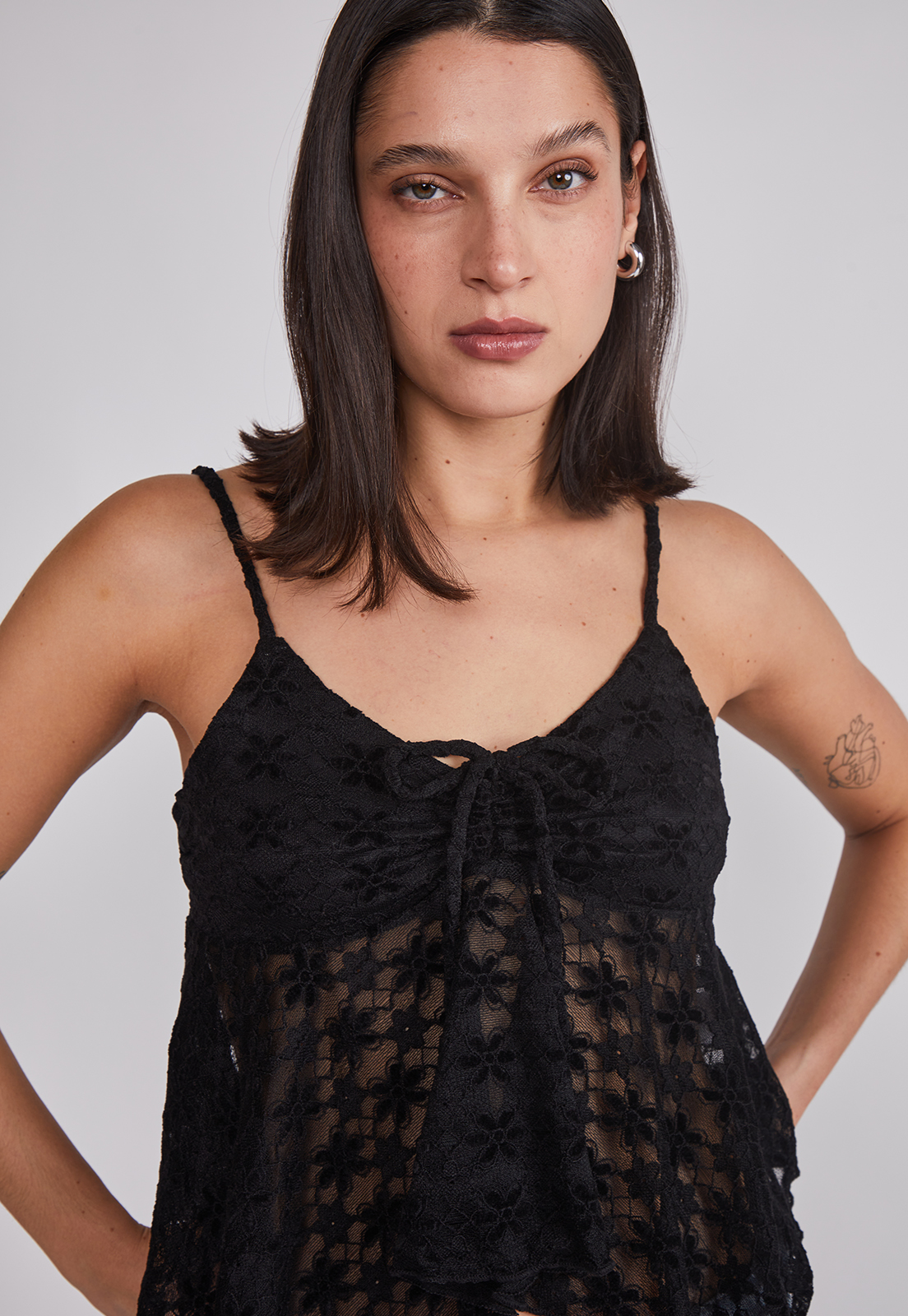 Peto Mujer Encaje vuelos Negro Sioux 5