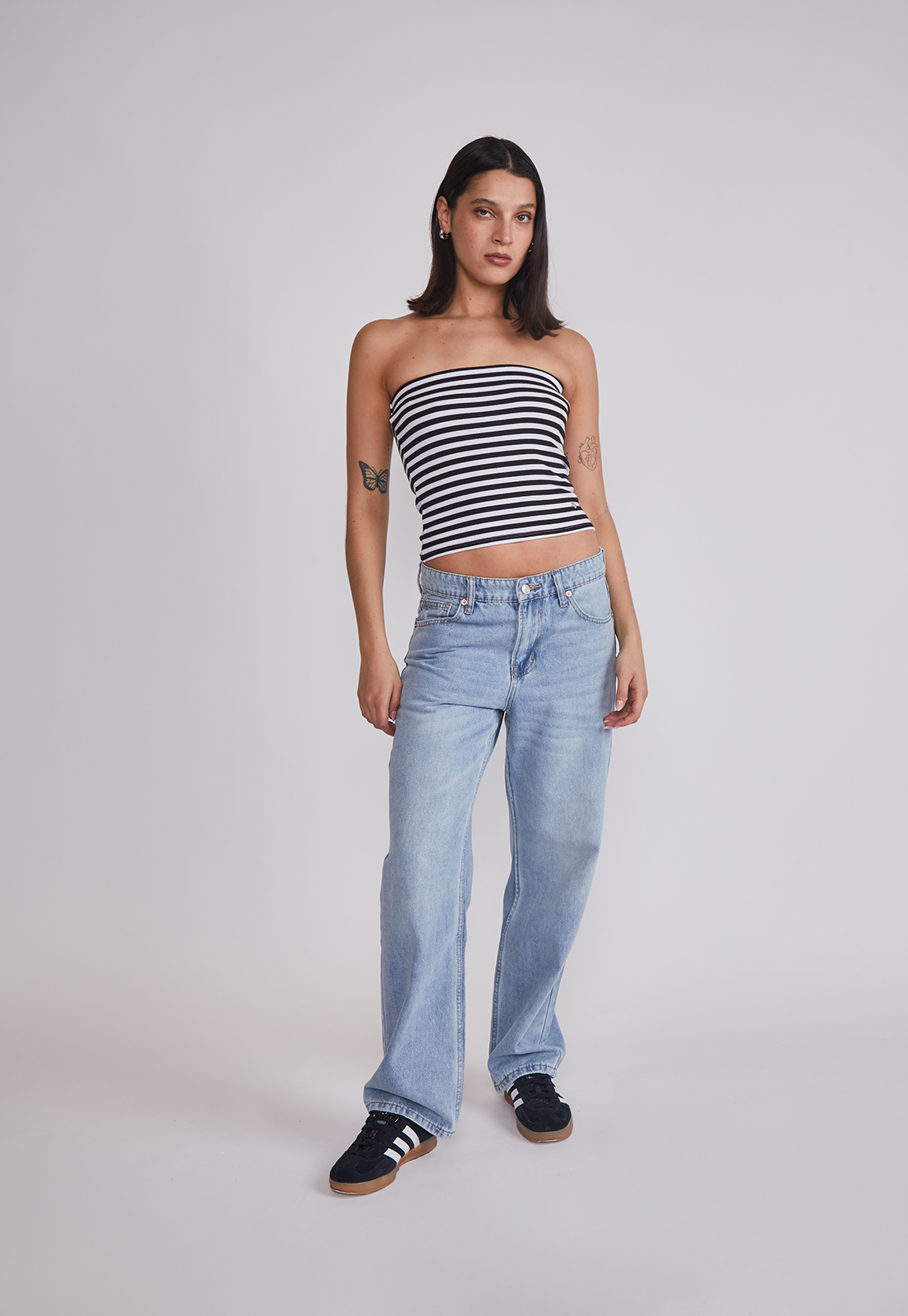 Peto Mujer Strapless Listado Negro Sioux 3