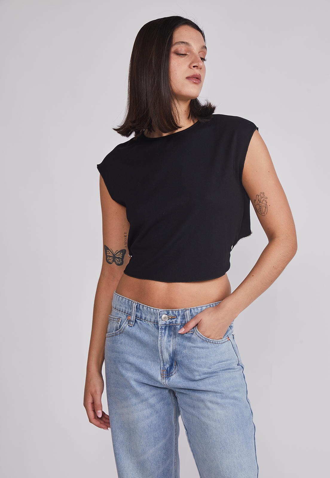 Peto Mujer Espalda Brillos Negro Sioux 1