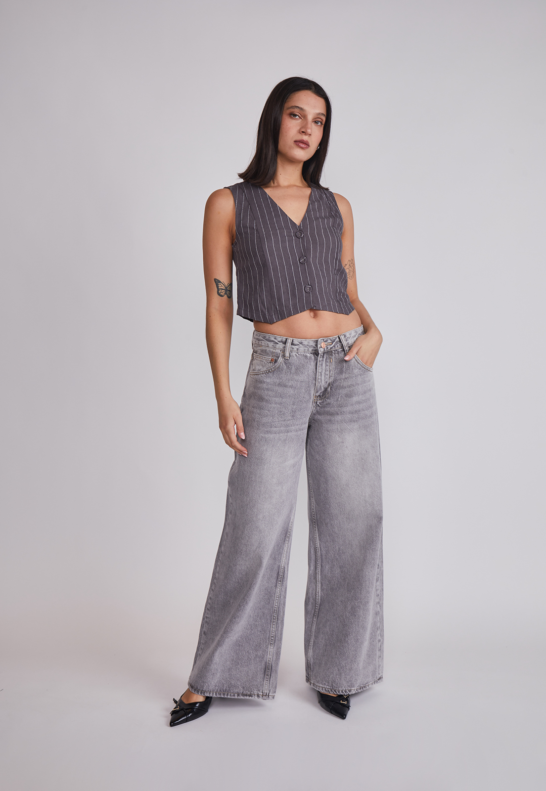 Jeans Mujer Wide Leg Lavado Gris Sioux 6