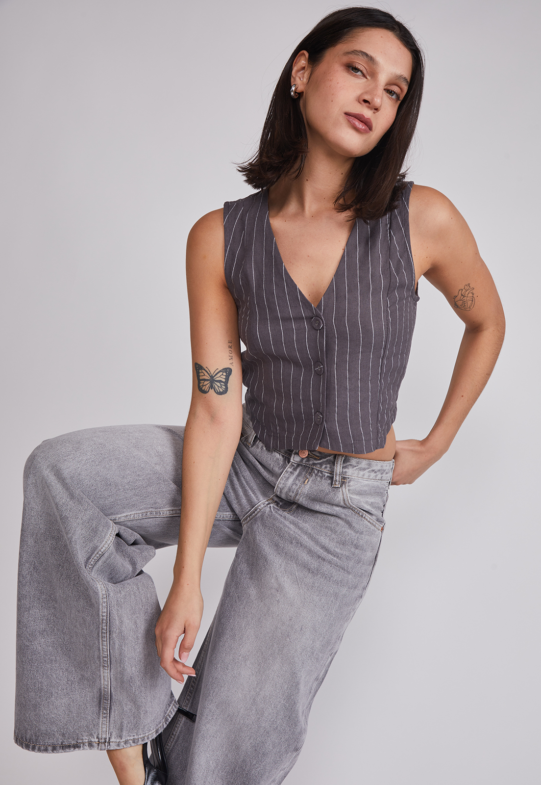 Jeans Mujer Wide Leg Lavado Gris Sioux 3