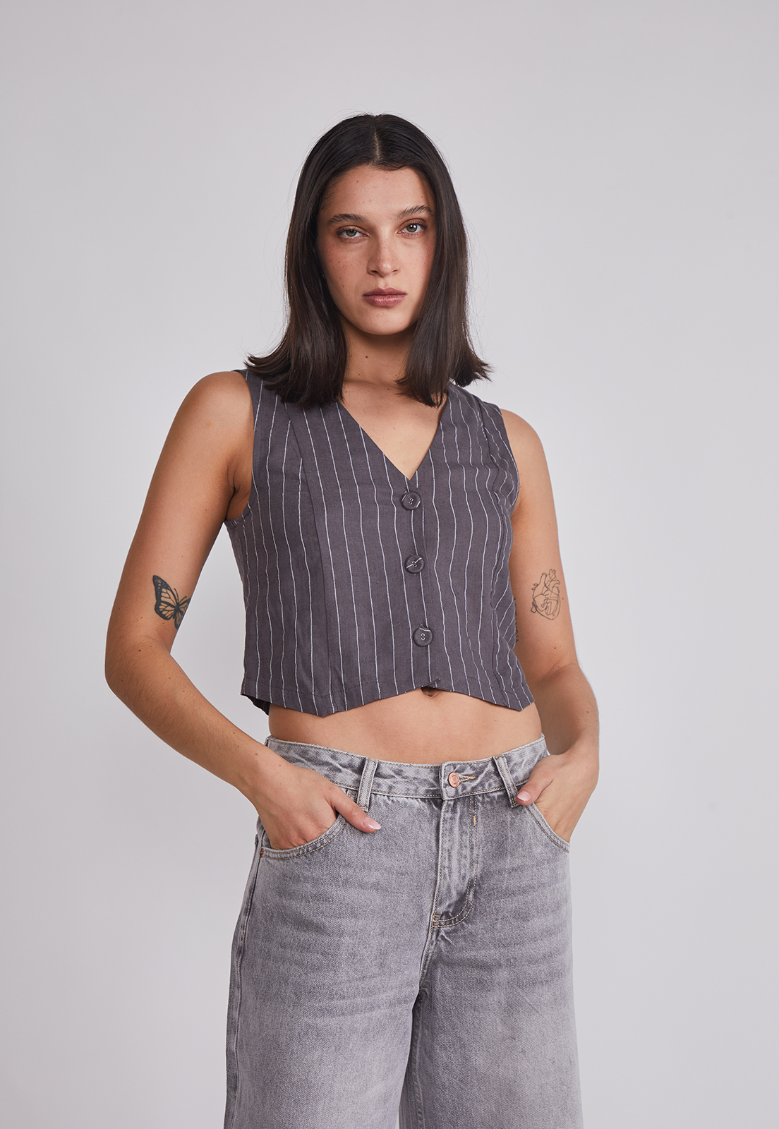 Chaqueta Mujer Sastrero Listado Gris Sioux 1