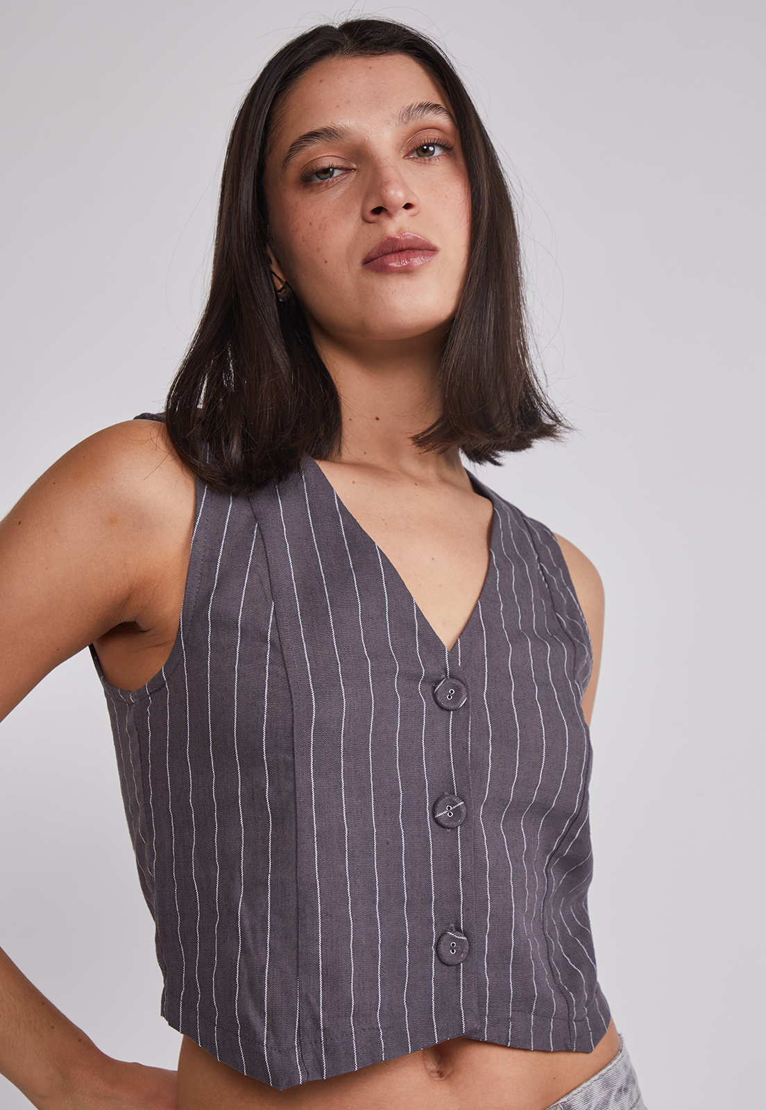 Chaqueta Mujer Sastrero Listado Gris Sioux 4