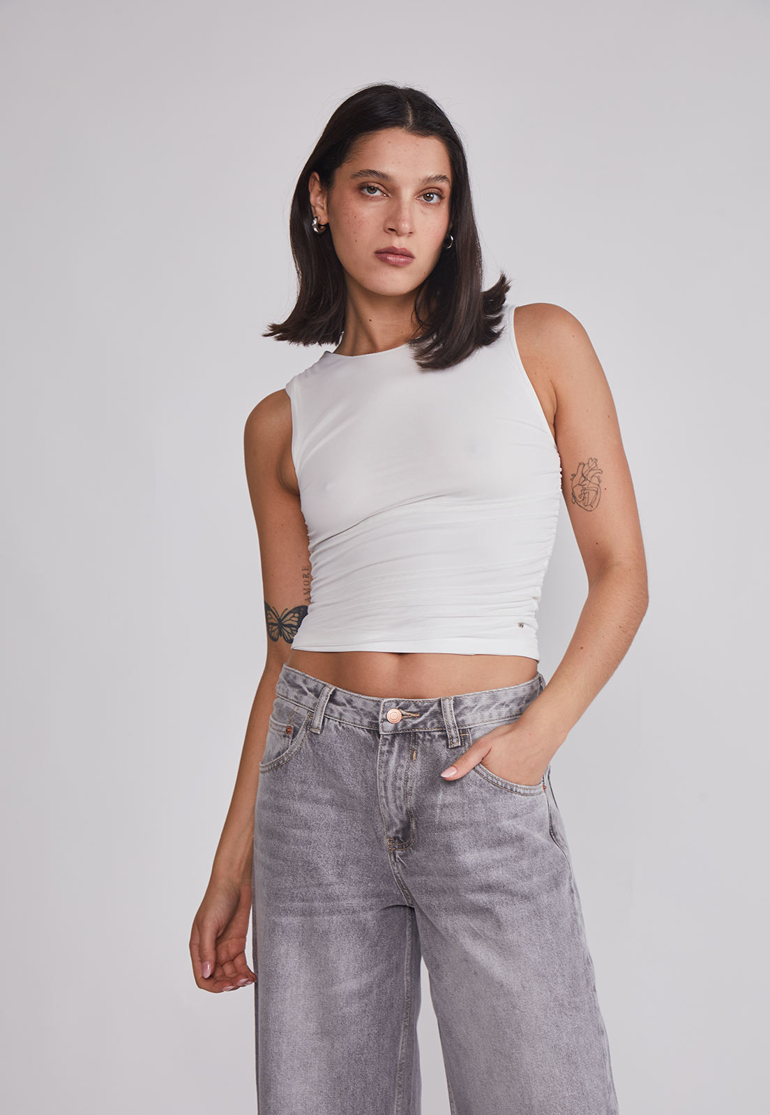 Peto Mujer Recogido Lateral Blanco Sioux 1