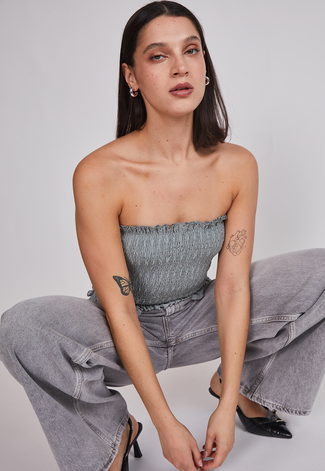 Peto Mujer Panal Strapless Verde Sioux 5