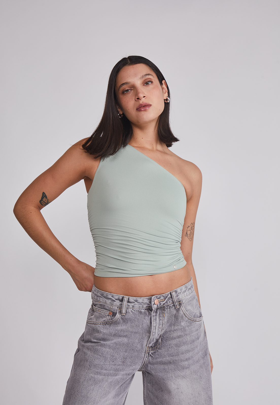 Peto Mujer Crop Un Hombro Verde Sioux 1