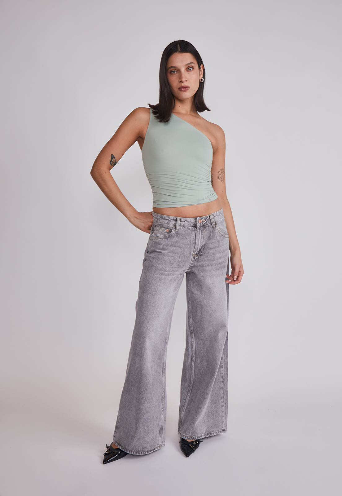 Peto Mujer Crop Un Hombro Verde Sioux 3