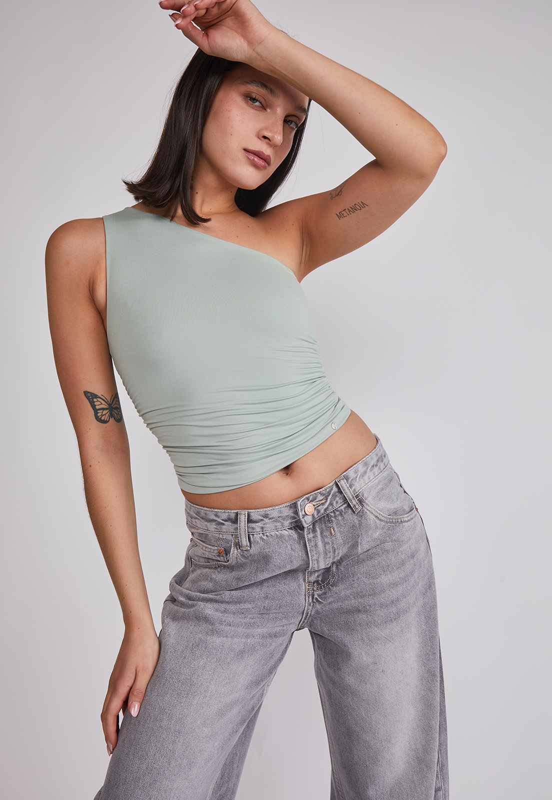 Peto Mujer Crop Un Hombro Verde Sioux 4