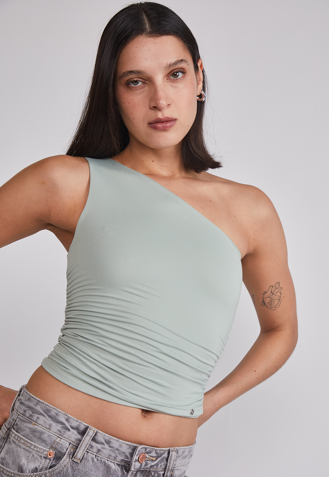 Peto Mujer Crop Un Hombro Verde Sioux 5