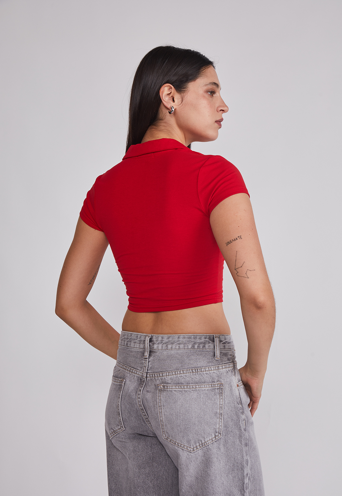 Polera Mujer Cuello Piqué Rojo Sioux 2