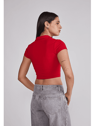 Polera Mujer Cuello Piqué Rojo Sioux