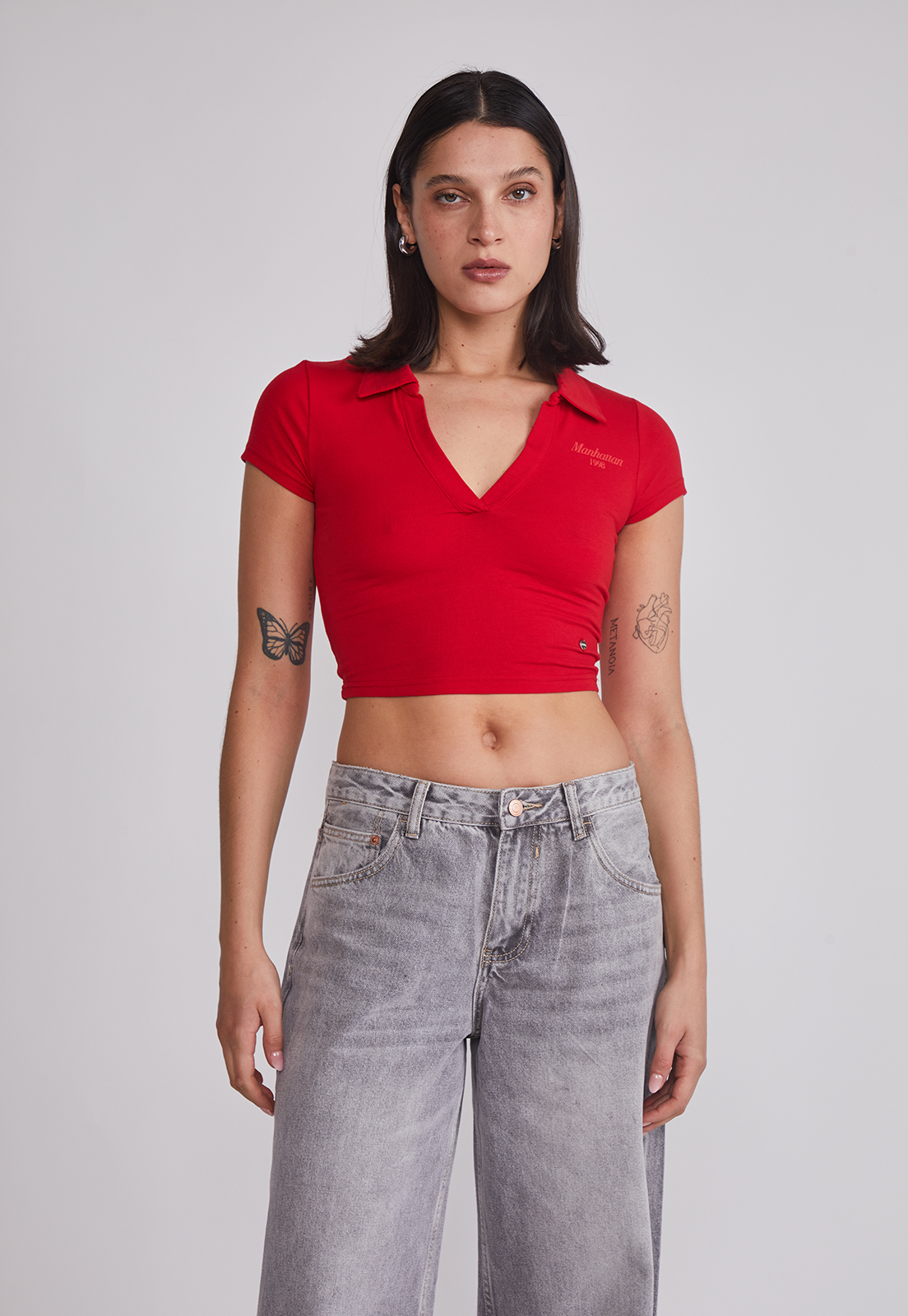Polera Mujer Cuello Piqué Rojo Sioux 1
