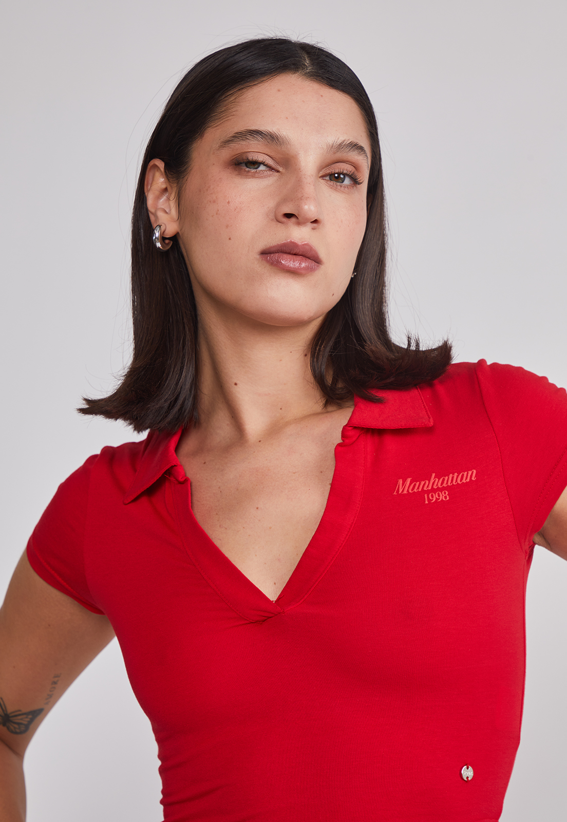 Polera Mujer Cuello Piqué Rojo Sioux 5