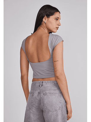 Polera Mujer Espalda Rebajada Gris Sioux