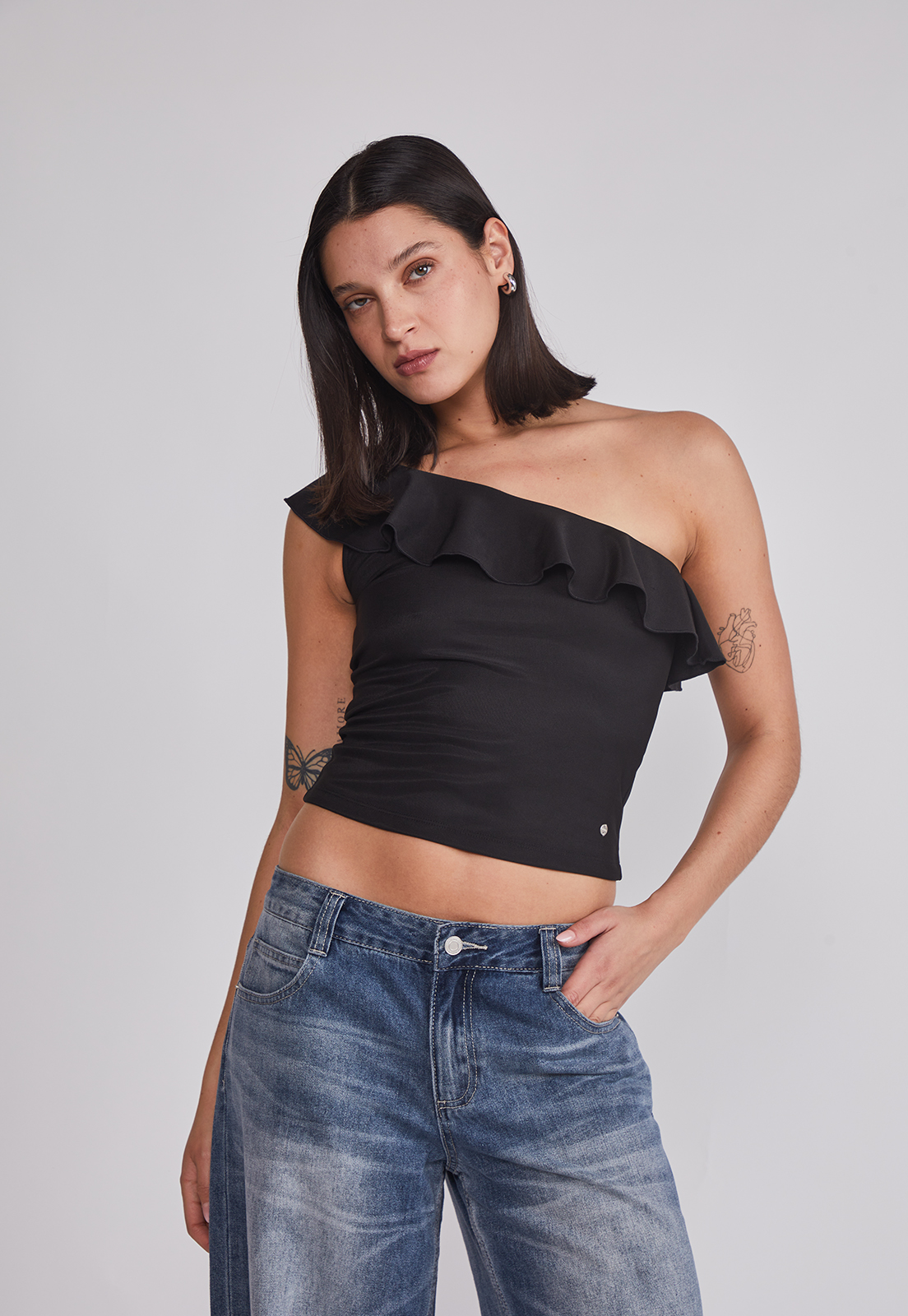 Peto Mujer asimétrico Vuelos Negro Sioux 1