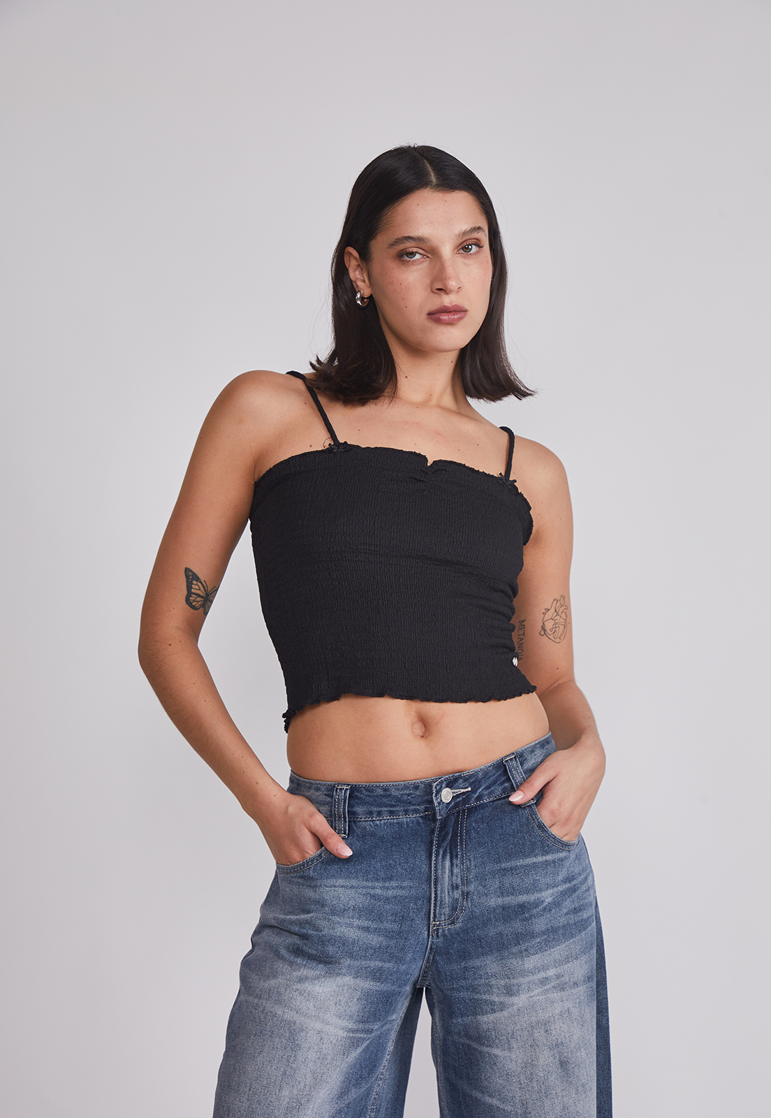 Peto Mujer Tela Texturada Negro Sioux 1