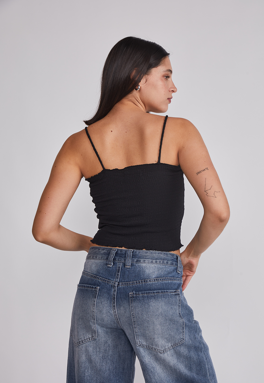 Peto Mujer Tela Texturada Negro Sioux 2