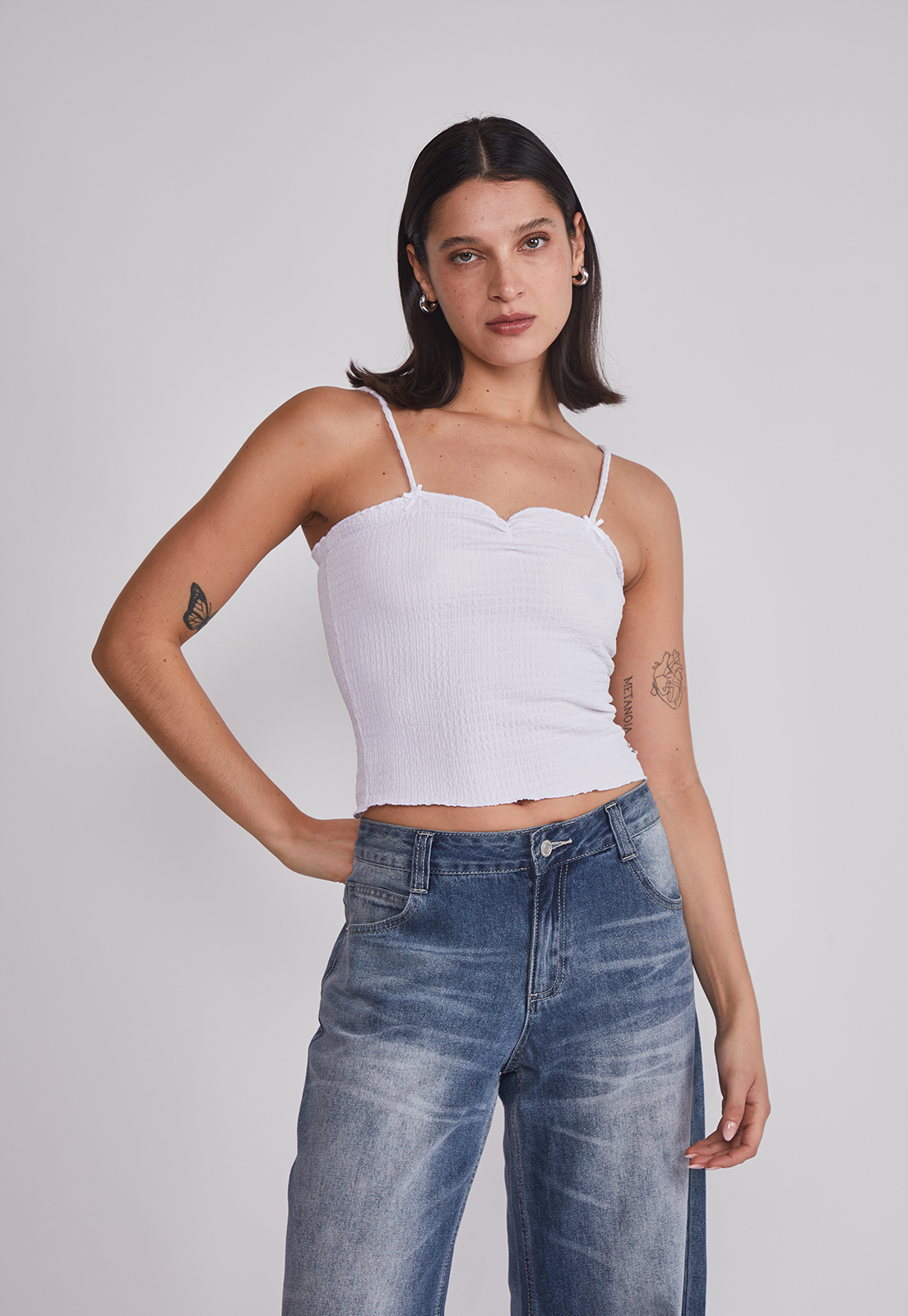 Peto Mujer Tela Texturada Blanco Sioux 1