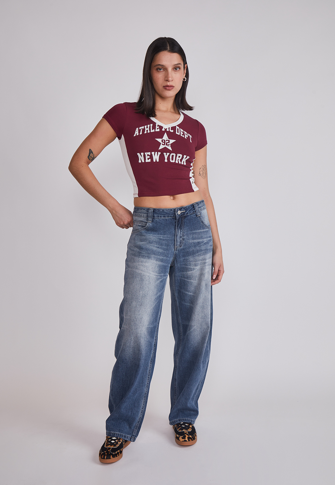 Polera Mujer Estrella NY Burdeo Sioux 3