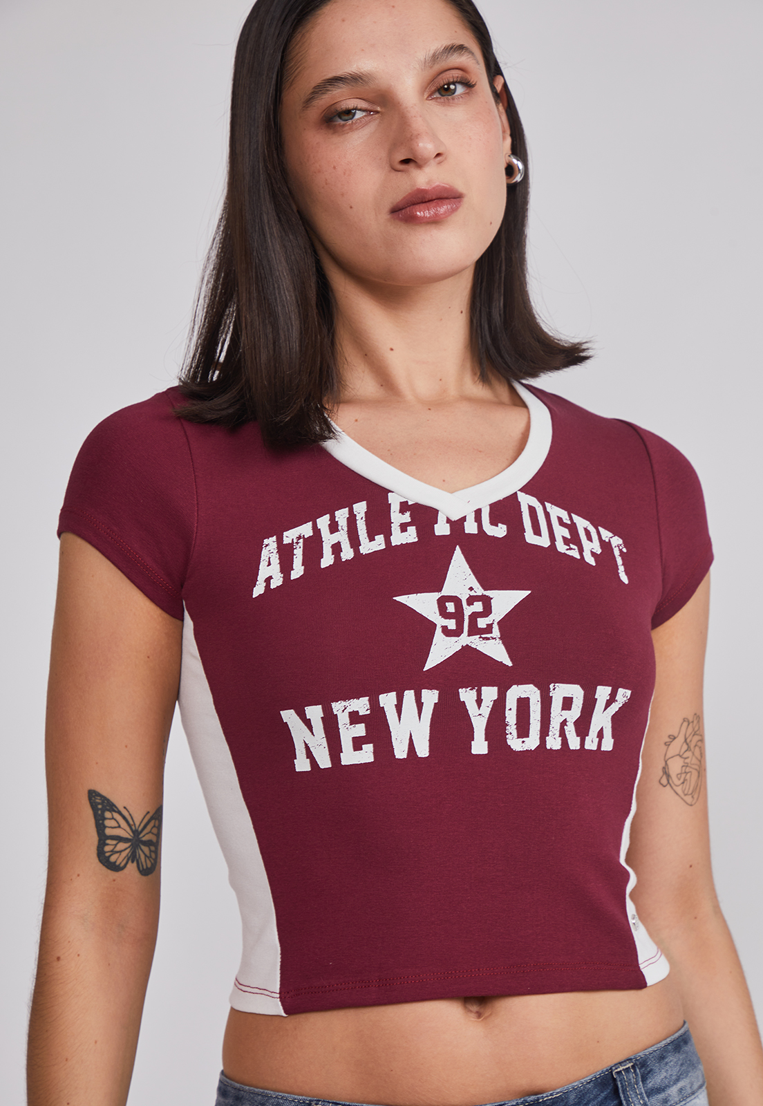 Polera Mujer Estrella NY Burdeo Sioux 5
