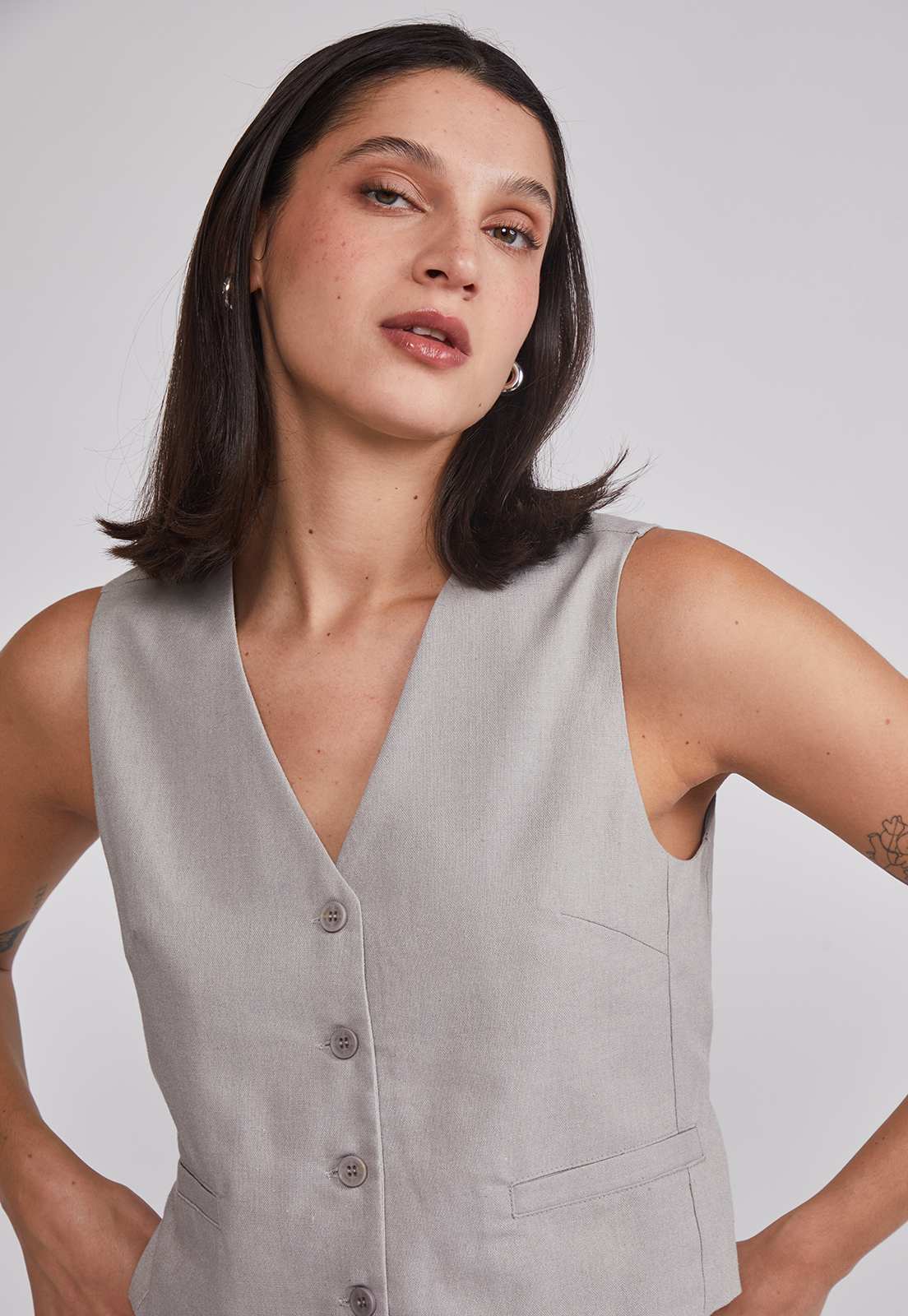 Chaqueta Mujer Sastrero Lino Beige Sioux 3