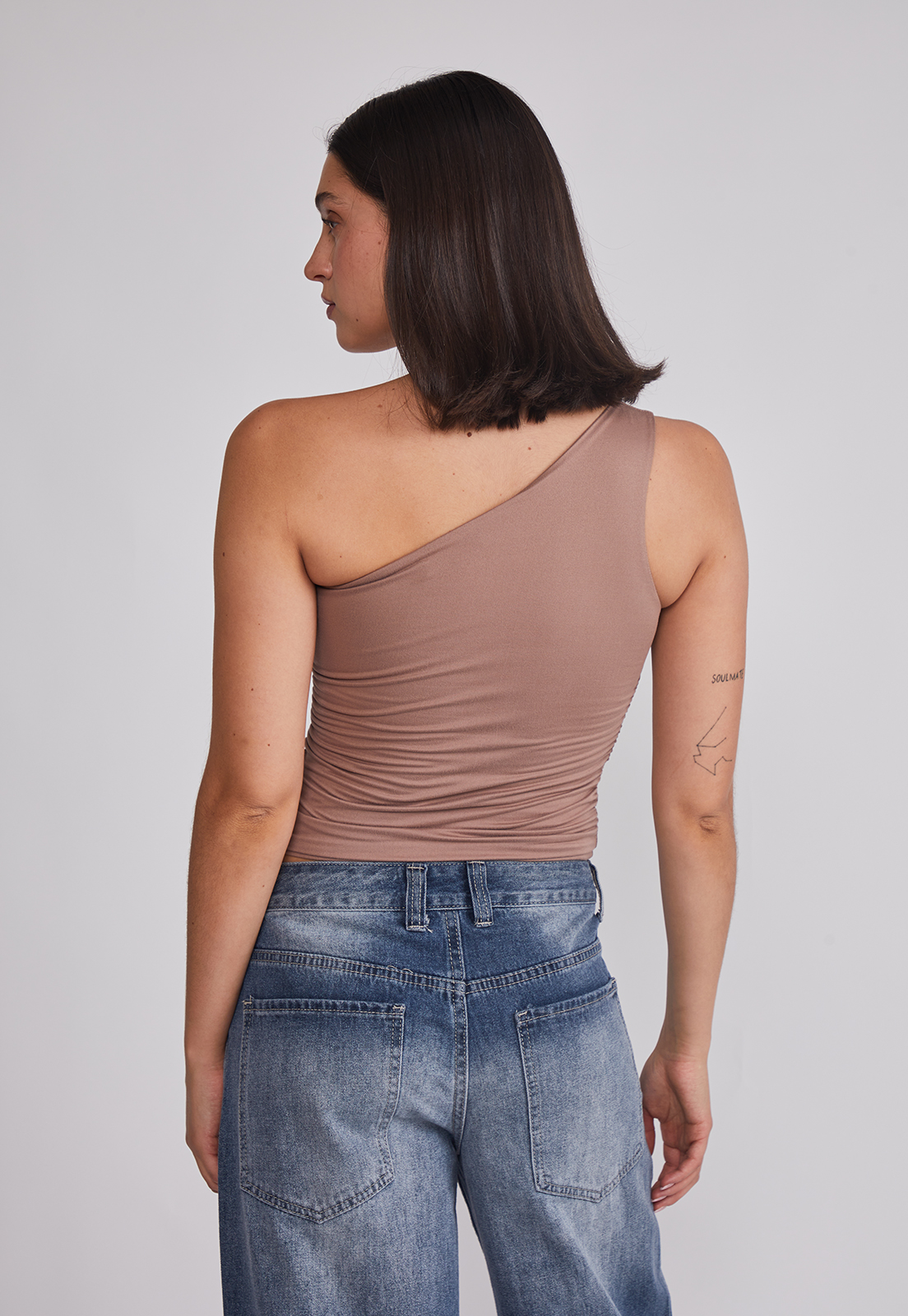 Peto Mujer Crop Un Hombro Café Sioux 2