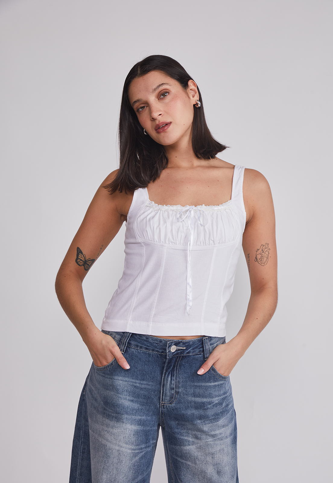 Blusa Mujer Estilo Corset Blanco Sioux 1